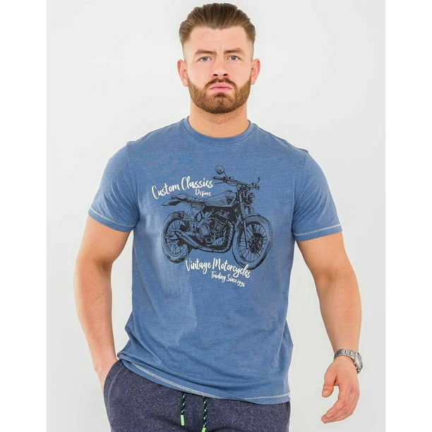 Mens Duke D555 Motorcycle T Shirt Short Sleeve Crew Neck Cotton Blend 